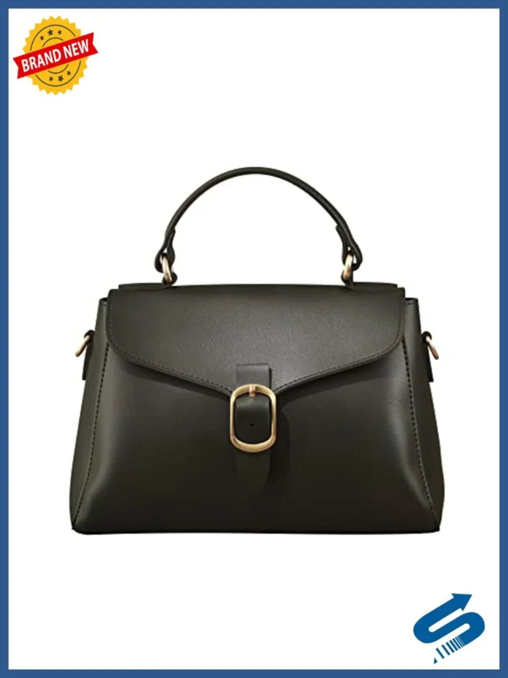 Vintage Vegan Leather Flap Top Handle Satchel Purse Shoulder Bag